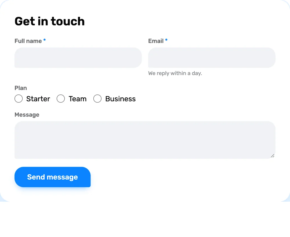 Contact form in the Chat style