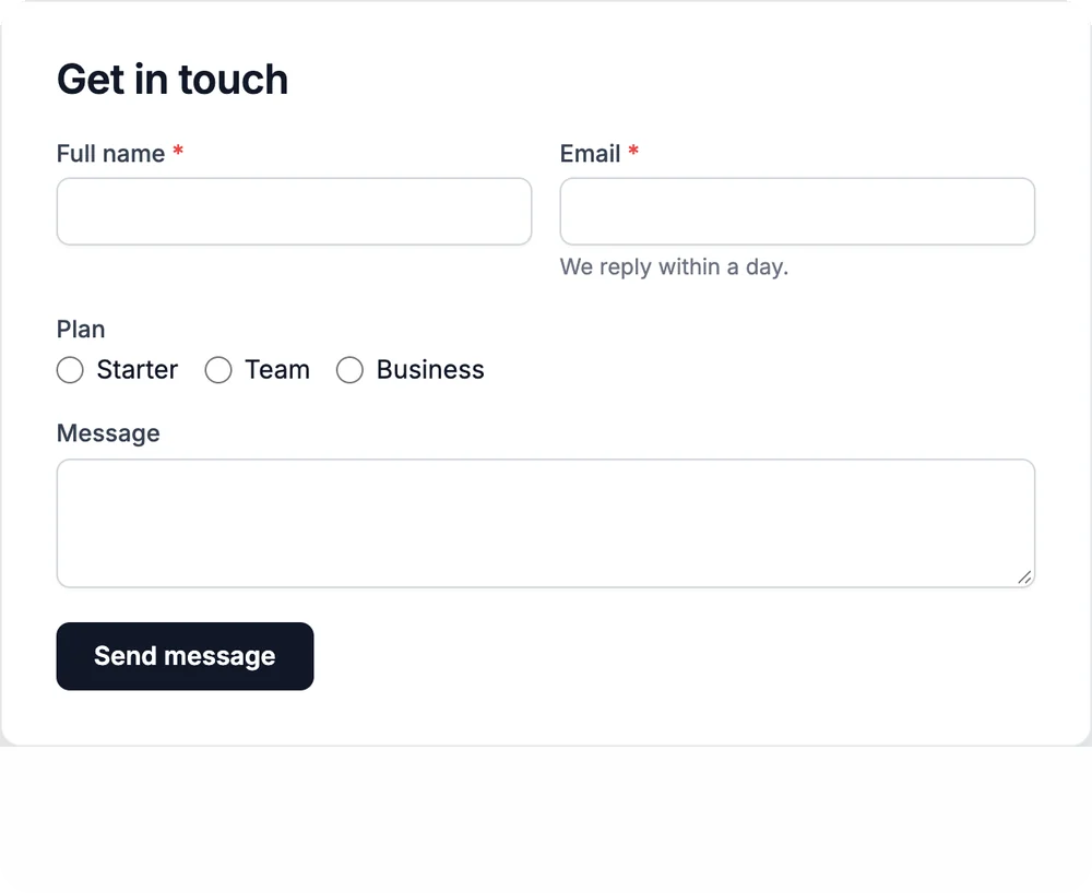 Contact form in the Minimal style