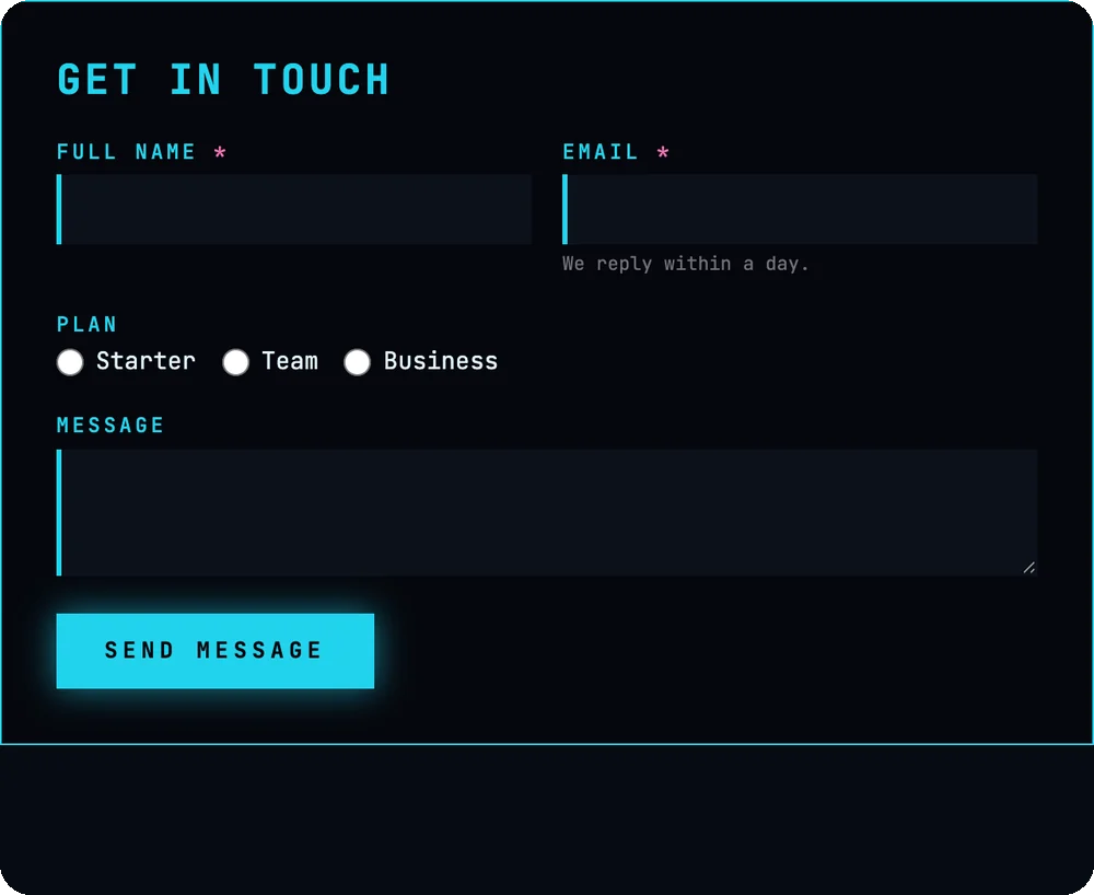 Contact form in the Neon style