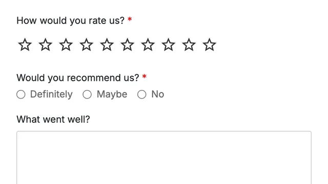 Preview of the Customer Feedback form template