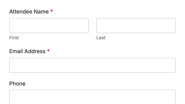 Preview of the Event Registration form template