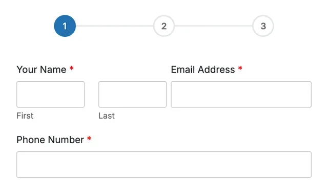 Preview of the Booking (Multi-Step) form template