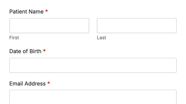 Preview of the Patient Intake form template