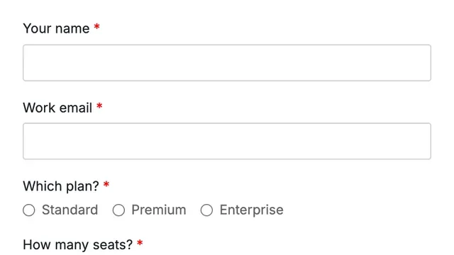Preview of the Service Quote Calculator form template